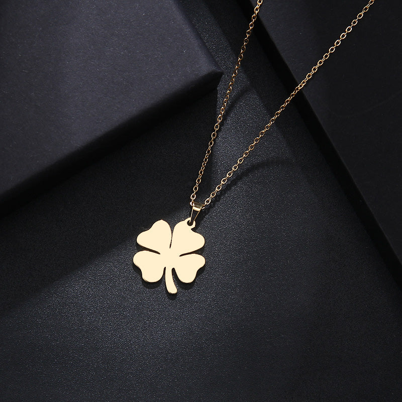 四葉草不鏽鋼項鍊 整體造型 | Four Leaf Clover Stainless Steel Necklace - Full Style