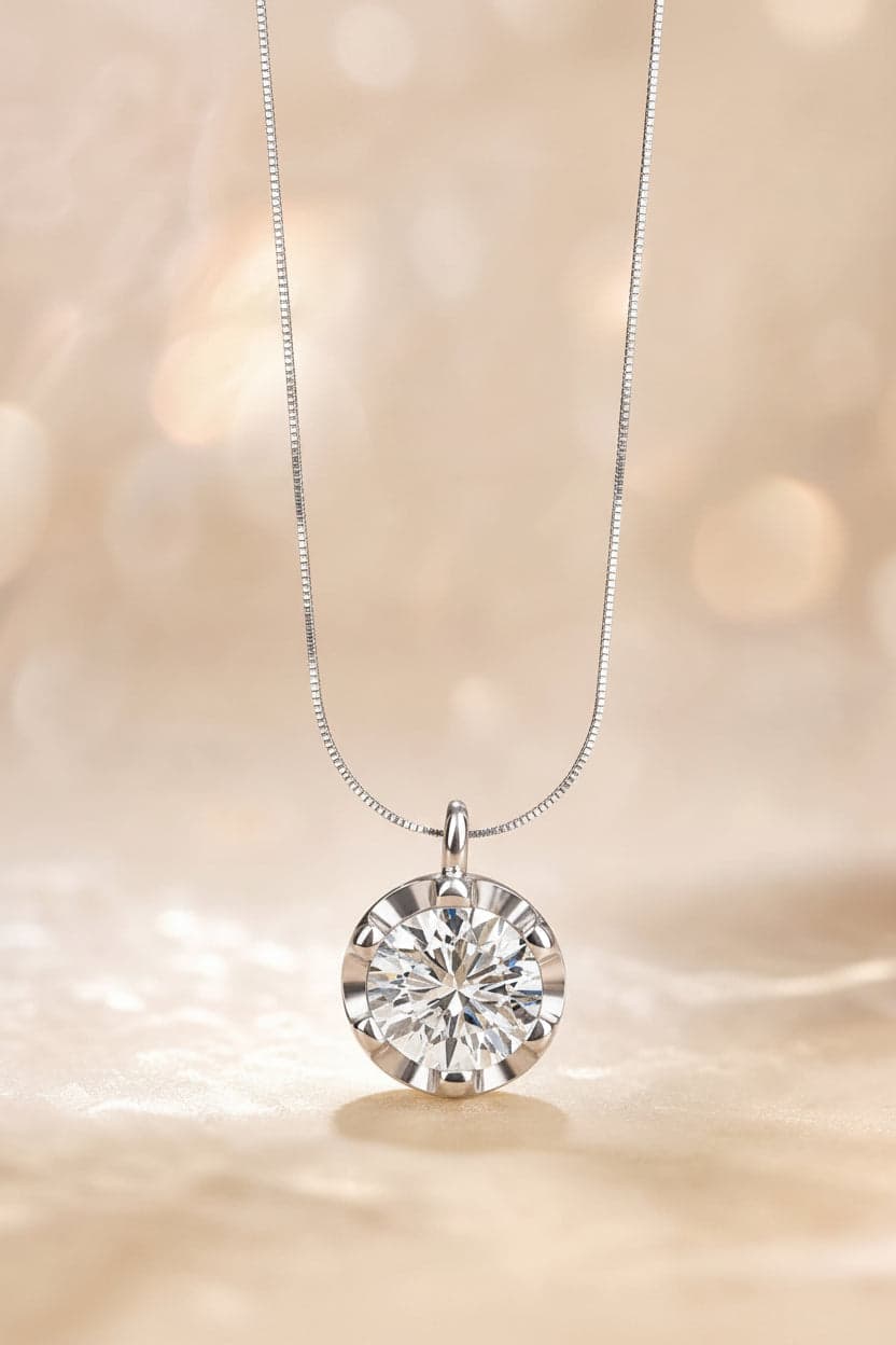 仿莫桑石單鑽閃鑽網球鍊吊墜 高級感展示 | Moissanite Diamond Pendant Tennis Chain Necklace SimpleLife Jewelry Taiwan